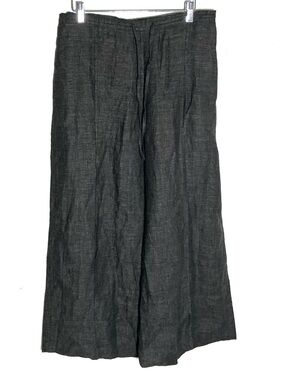 Marigold Row X Manan Grey Linen Wide Leg Pants Pull On Size Large